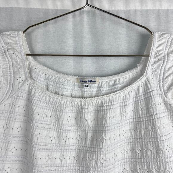 Vintage Paris Blues Top Y2K Peasant Blouse Eyelet Fairy Grunge Boho Coachella - Picture 2 of 7